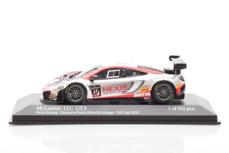 437131397  McLaren 12C GT3 Hexis Racing n107 Cazenave Panis Debard Ledogar 24h Spa No Outside Box Minichamps 1/43