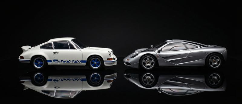 Minichamps Modellautos 1:18 — Porsche 911 Carrera RS 2.7 und McLaren F1 in Diecast