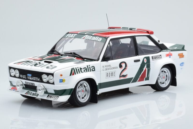 Fiat 131 Abarth Alitalia #2 W. Röhrl / C. Geistdörfer Rally Monte Carlo 1978 Kyosho 1:18 08376G Druckguss