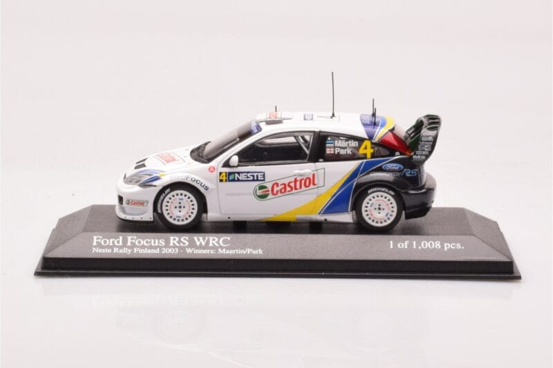 Ford Focus RS WRC #4 M. Martin / M. Park Neste Rally Finland Winners 2003 Minichamps 1:43 400038304 Druckguss