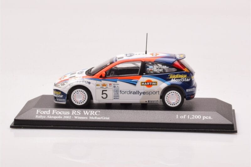 Ford Focus RS WRC #5 C. McRae / N. Grist Rally Acropolis Winner 2002 Minichamps 1:43 430028905 Druckguss