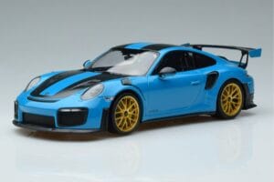 Porsche 911 991.2 GT3 RS Weissach Package Miami Blau Goldene Felgen Minichamps 1:18 153068310 Druckguss