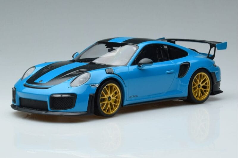 Porsche 911 991.2 GT3 RS Weissach Package Miami Blau Goldene Felgen Minichamps 1:18 153068310 Druckguss
