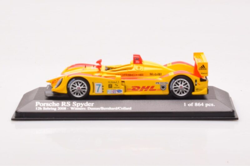 Porsche RS Spyder LMP2 #7 R. Dumas / T. Bernhard / E. Collard Sebring 12 Hours Winners 2008 Minichamps 1:43 400086807 Druckgu
