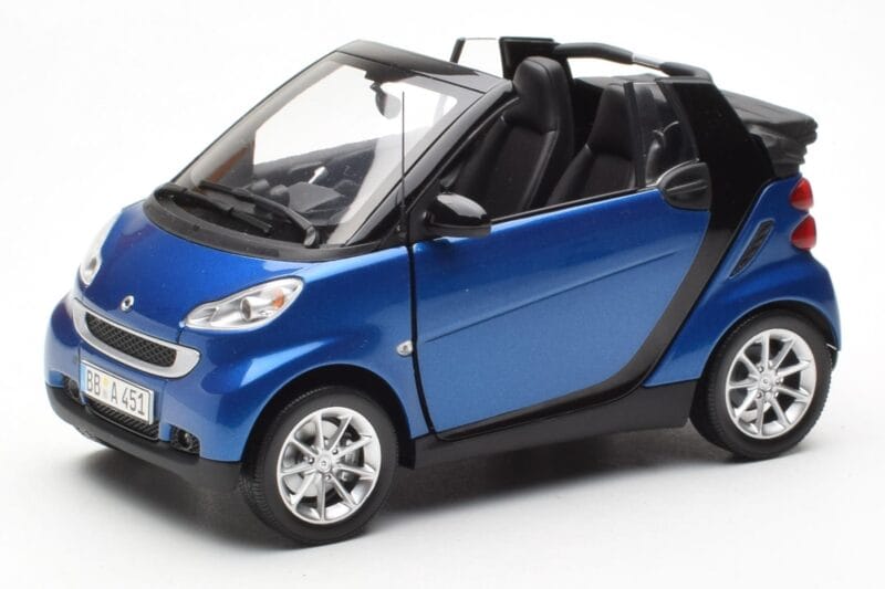 Smart Fortwo 451 Cabrio Blau & Schwarz Minichamps 1:18 150036330 Druckguss