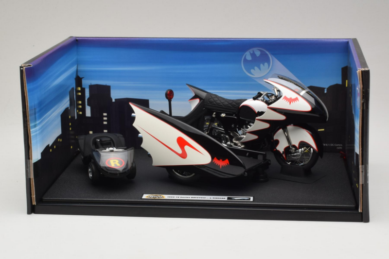 Batcycle & Sidecar Batman TV Series Hot Wheels 1:18 R0006 Druckguss
