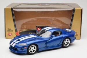 Dodge Viper GTS SR II Blau mit Weißen Streifen Bburago 1:18 3330 Druckguss — Bild 8 von 8