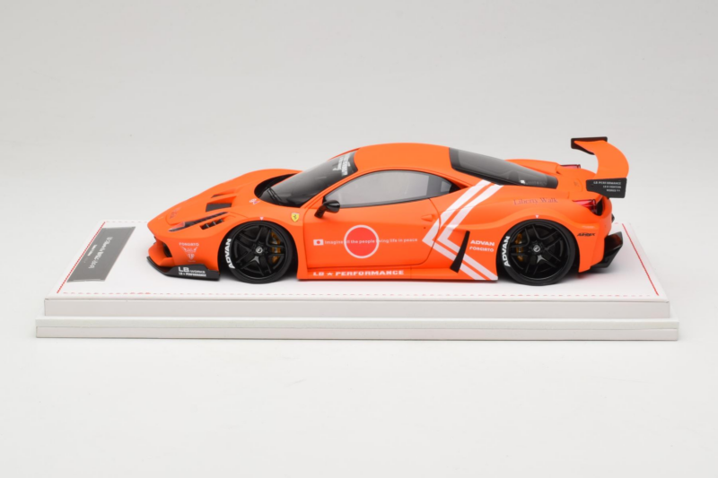 Ferrari 458 Liberty Walk LB-Silhouette WORKS GT Orange IVY Merit 1:18 REMC002 Resin