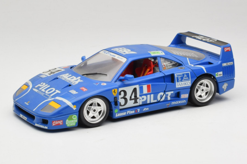 Ferrari F40 #34 M. Ferte / Thavenin / Palau Pilot Blau 1987 Bburago 1:18 3032-B1 Druckguss