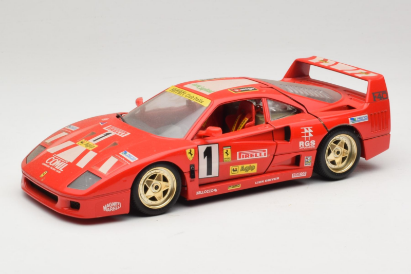 Ferrari F40 Evoluzione #1 Pirelli Agip Rot mit Goldenen Rädern 1992 Bburago 1:18 3042-P2 Druckguss