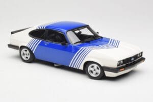 Ford Capri Mk2 3.0 Weiß mit Blauen Streifen Minichamps 1:18 155788600 Druckguss — Bild 4 von 6