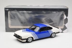 Ford Capri Mk2 3.0 Weiß mit Blauen Streifen Minichamps 1:18 155788600 Druckguss — Bild 6 von 6