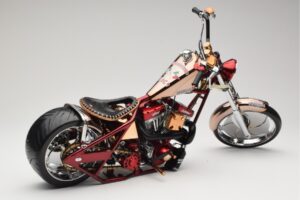 Harley-Davidson West Coast Choppers Diablo Soft Tail Gold Rot Minichamps 1:5 JJ04-05-03 Druckguss — Bild 2 von 6