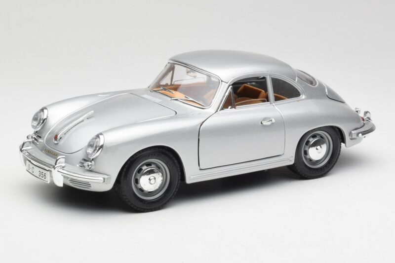 Porsche 356B Silber & Braunes Interieur Bburago 1:18 3021-M2 Druckguss