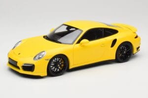 Porsche 911 991 Turbo S Gelb Mit Schwarzen Felgen Minichamps 1:18 110062321 Druckguss