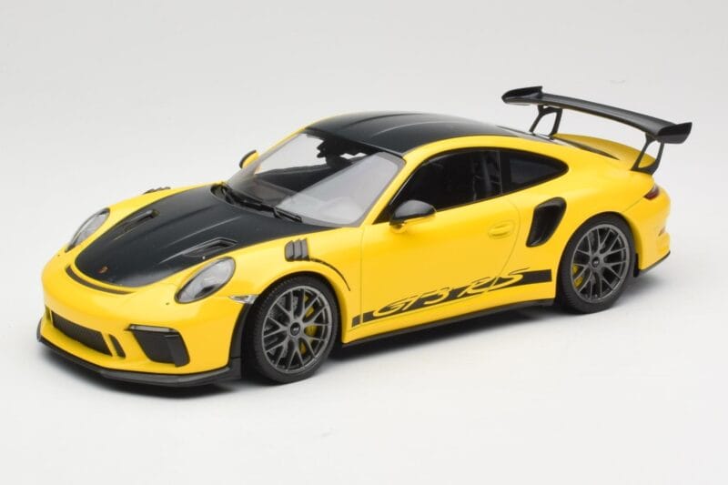 Porsche 911 991.2 GT3 RS Gelb Weissach Package Platinum Wheels Minichamps 1:18 155068221 Druckguss