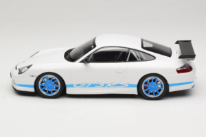 Porsche 911 996 GT3 RS Weiß Blaue Streifen Minichamps 1:18 155062021 Druckguss — Bild 3 von 6