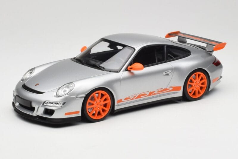 Porsche 911 997.1 GT3 RS Silber mit Orangefarbenen Felgen Minichamps 1:18 155062120 Druckguss