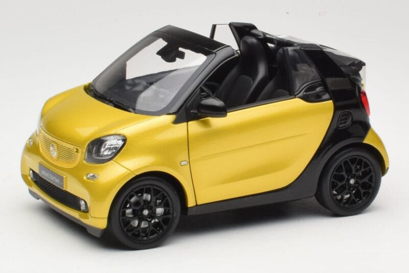 Smart Fortwo 453 Cabriolet Schwarz Und Gelb Norev 1:18 B66960289 Druckguss