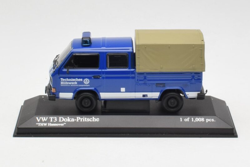 Volkswagen T3 Doppelkabine Pritschenwagen THW Hannover Minichamps 1:43 400055290 Druckguss