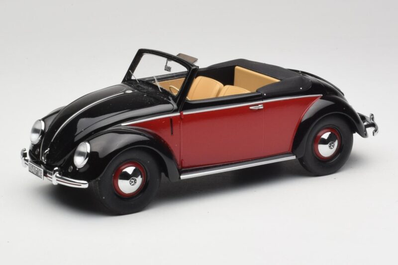 Volkswagen Beetle Hebmuller Cabriolet Schwarz & Rot Minichamps 1:18 107054230 Resin