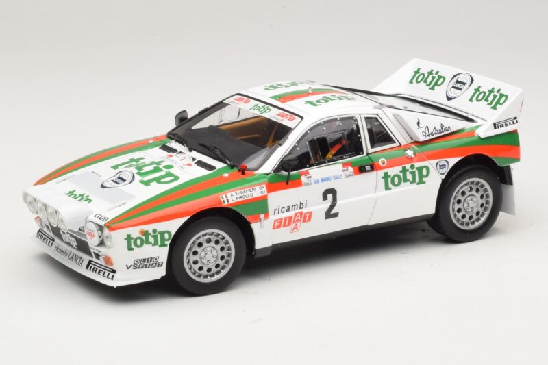 Lancia 037 #2 A. Bettega / M. Perissinot Rally San Marino 1984 Kyosho 1:18 08306F Druckguss