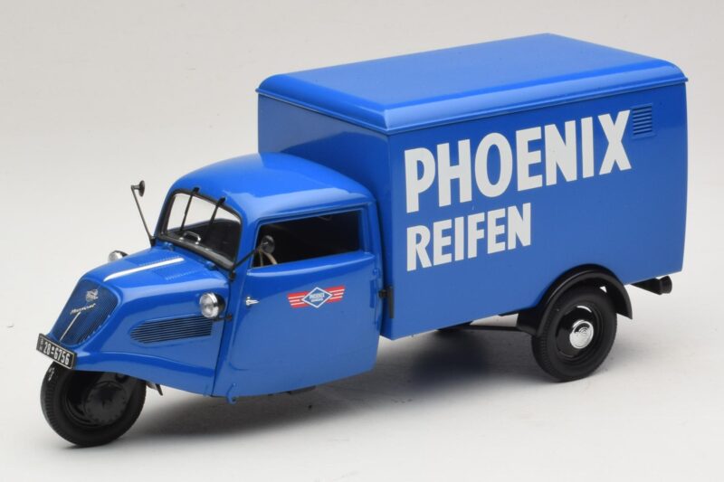 Tempo Hanseat Dreirad-Kastenwagen Phoenix Blue Minichamps 1:18 180099040 Druckguss