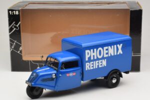 Tempo Hanseat Dreirad-Kastenwagen Phoenix Blue Minichamps 1:18 180099040 Druckguss — Bild 6 von 6