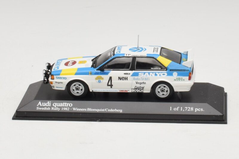 Audi Quattro #4 S. Blomqvist / B. Cederberg Rally Sweden Winner 1982 Minichamps 1:43 430821904 Druckguss