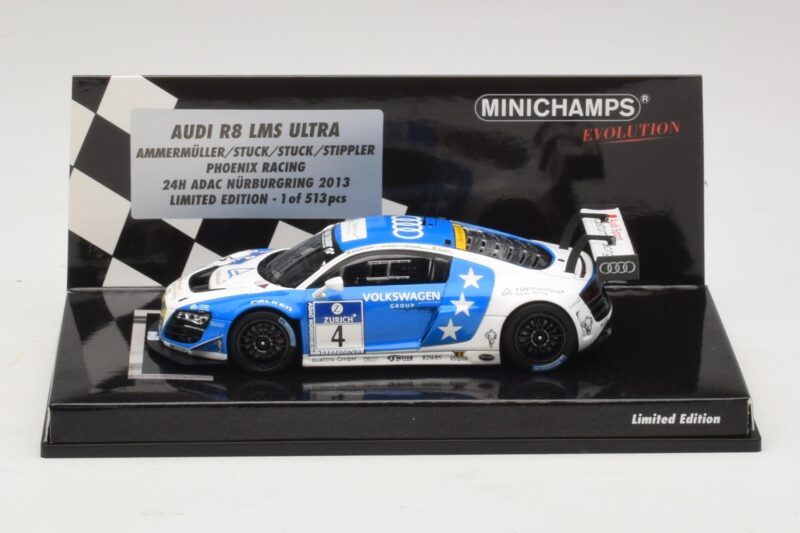 Audi R8 LMS Ultra #4 Phoenix Racing Ammermuller / H-J. Stuck 24 Hours of Nurburgring 2013 Minichamps 1:43 Audi R8 LMS Ultra #4 Phoenix Racing Ammermuller / H-J. Stuck 24 Hours of Nurburgring 2013 Minichamps 1:43 437131304 Druckguss