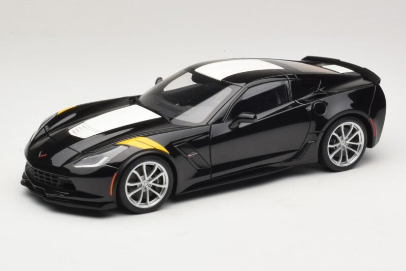 Chevrolet Corvette C7 Grand Sport Schwarz mit Weißen Streifen AUTOart 1:18 71273 Komposit