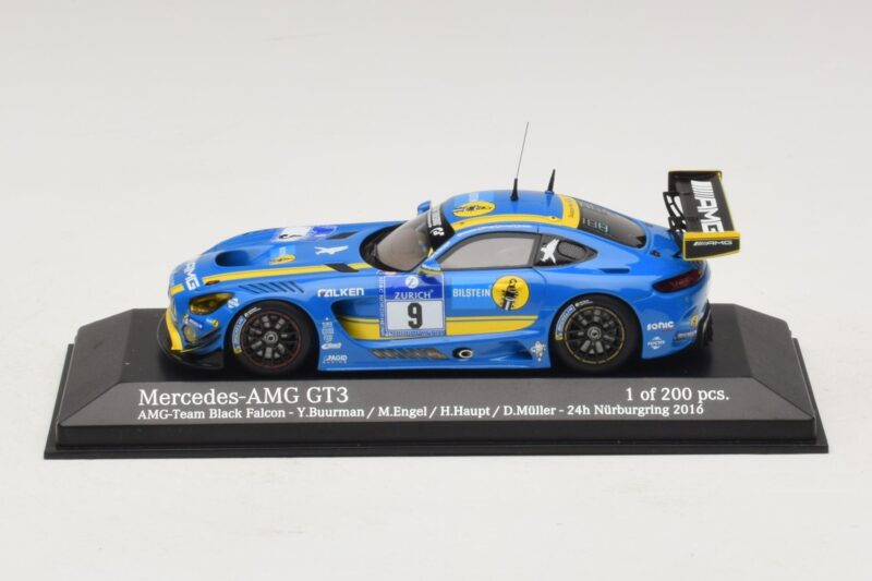 Mercedes AMG GT3 Black Falcon #9 Y. Buurman / M. Engel 24 Hours of Nurburgring 2016 Minichamps 1:43 Mercedes AMG GT3 Black Falcon #9 Y. Buurman / M. Engel 24 Hours of Nurburgring 2016 Minichamps 1:43 437163009 Druckguss