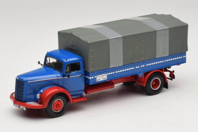 Mercedes L 315 Pritschenwagen Blau Rot Minichamps 1:43 439034420 Druckguss