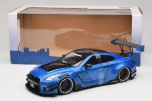 Nissan GT-R R35 Liberty Walk Work T2 Blau Metallic Solido 1:18 S1805801 Druckguss — Bild 6 von 6