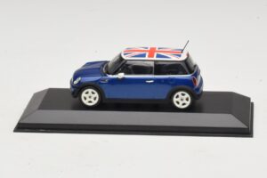 Mini Cooper S R53 Blau Mit Britischer Flagge Minichamps 1:43 MINI026 Druckguss