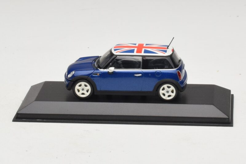 Mini Cooper S R53 Blau Mit Britischer Flagge Minichamps 1:43 MINI026 Druckguss