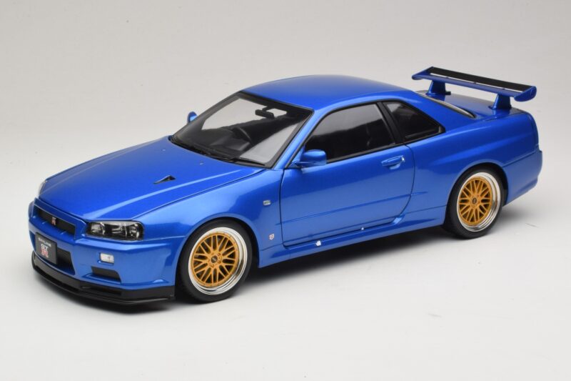 Nissan Skyline GT-R R34 V-Spec II Blau Metallic BBS Felgen KK-Scale 1:12 KKDC120211-2 Druckguss