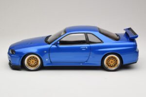 Nissan Skyline GT-R R34 V-Spec II Blau Metallic BBS Felgen KK-Scale 1:12 KKDC120211-2 Druckguss — Bild 4 von 8