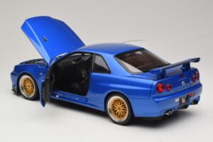 Nissan Skyline GT-R R34 V-Spec II Blau Metallic BBS Felgen KK-Scale 1:12 KKDC120211-2 Druckguss — Bild 5 von 8