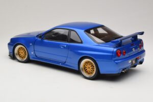Nissan Skyline GT-R R34 V-Spec II Blau Metallic BBS Felgen KK-Scale 1:12 KKDC120211-2 Druckguss — Bild 7 von 8