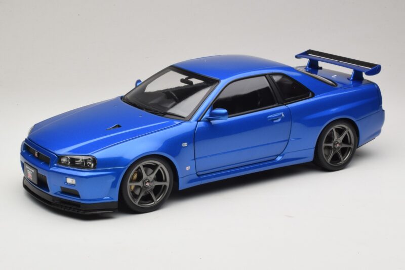 Nissan Skyline GT-R R34 V-Spec II Blau Metallic OEM Felgen KK-Scale 1:12 KKDC120211-1 Druckguss