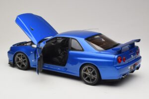 Nissan Skyline GT-R R34 V-Spec II Blau Metallic OEM Felgen KK-Scale 1:12 KKDC120211-1 Druckguss — Bild 5 von 8