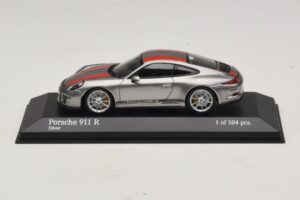 Porsche 911 991.1 R Silber Mit Orangen Streifen Minichamps 1:43 410066222 Druckguss
