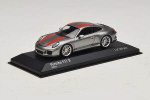 Porsche 911 991.1 R Silber Mit Orangen Streifen Minichamps 1:43 410066222 Druckguss — Bild 2 von 5