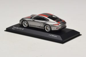 Porsche 911 991.1 R Silber Mit Orangen Streifen Minichamps 1:43 410066222 Druckguss — Bild 3 von 5